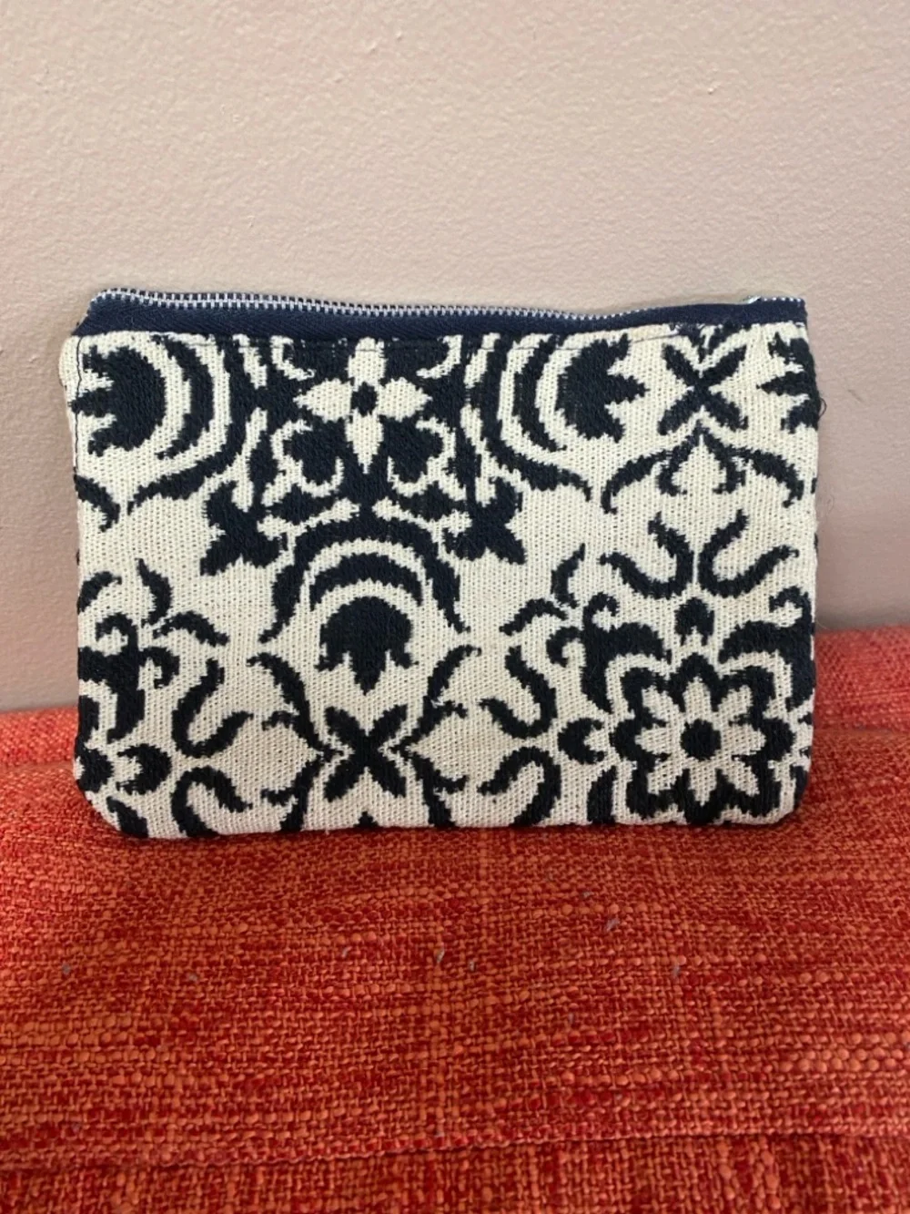 VTG 60’s Handmade Black Damask Carpet Makeup Case Bag